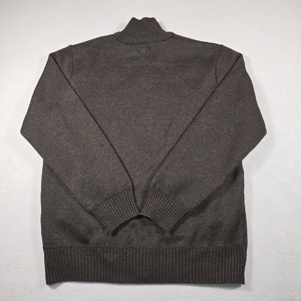 Izod Mens Large Brown Full Zip Sweater Jacket Plaid Fleece Lined Corduroy Trim - Picture 6 of 9